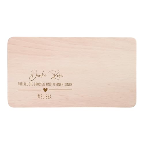 AWASG Frühstücksbrett Danke - Personalisiert mit Namen - Holzbrett zum Bedanken als Dankeschön - Buche 22 x 12 cm von AWASG