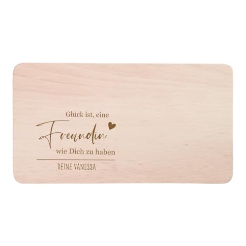 AWASG Frühstücksbrettchen Geschenk Beste Freundin - Personalisiert mit Namen - Graviertes Holzbrett mit Spruch für Beste Freundin - Buche 22x12 cm von AWASG