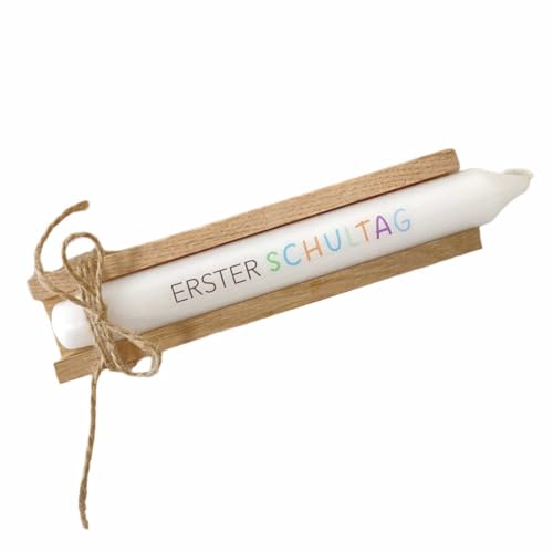 AWASG Kerze mit Spruch 1. Schultag - Deko Accessoire Schulkind - Geschenk Einschulung Schuleinführung Schultüte - Stabkerze mit Kerzentattoo AWASG Kerze mit Spruch 1. Schultag - Deko Accessoire Schulkind - Geschenk Einschulung Schuleinführung Schultüte - Stabkerze mit Kerzentattoo von AWASG