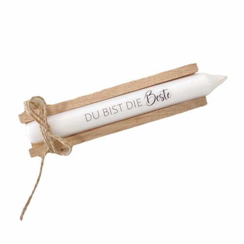 AWASG Kerze mit Spruch - Du bist die Beste - Geschenkkerze Danke mit Kerzentattoo - Stabkerze Beste Freundin Freundschaft - Geschenk für Sie von AWASG