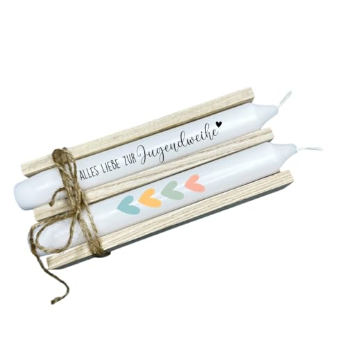 AWASG Kerze mit Spruch Jugendweihe - Stabkerze als Geschenk Mädchen Jungen - 2er Set Geschenkkerze von AWASG