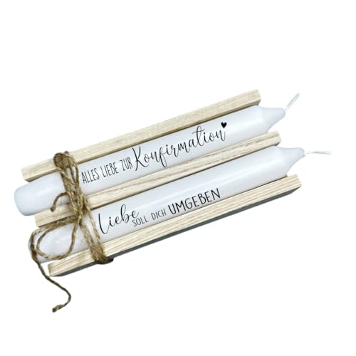 AWASG Kerze mit Spruch Konfirmation - Stabkerze als Geschenk Mädchen Jungen Patenkind - Geschenkkerzen 2er Set von AWASG