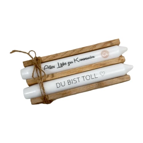 AWASG Kerzen mit Spruch 2er Set - Alles Liebe zur Kommunion du bist Toll - Geschenkkerze Kommunionsgeschenk Mädchen Jungen - Stabkerze mit Kerzentattoo 1. hl. Kommunion AWASG Kerzen mit Spruch 2er Set - Alles Liebe zur Kommunion du bist Toll - Geschenkkerze Kommunionsgeschenk Mädchen Jungen - Stabkerze mit Kerzentattoo 1. hl. Kommunion von AWASG