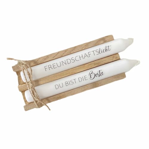 AWASG Kerzen mit Spruch zum Thema Freundschaft - Geschenkkerze Danke Du bist die Beste mit Kerzentattoo - Beste Freundin Freundschaftslicht mit Wasserschiebefolie von AWASG