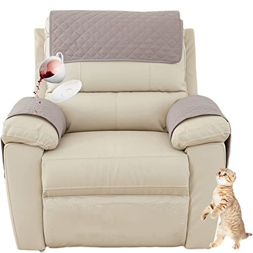 AWAV Armlehnenbezüge, 100% Wasserdicht Armlehnenschoner, Sofa Armlehne Kopfstützenbezug Für Sessel mit Taschen, 1/2/3 Sitzer rutschfest, Gesteppter Möbelschutz (Grau,1 Sitzer(3Stück)) von AWAV