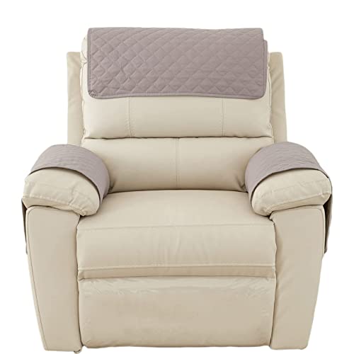 AWAV Armlehnenbezüge,Armlehnenschoner,Anti-Rutsch- Armkappen für L Form Sofaschoner Chaiselongue ecksofa,Schonbezüge für Liegestuhl, Sofa, Armlehnenschutz, Armlehnen (Hellgrau,2-Sitzer Liege) von AWAV