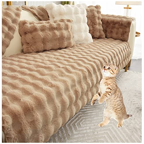 AWAV Sofa Cover, Sofabezug Ecksofa 1 2 3 4 Sitzer, Couch Cover, Sofa Throw, Sofaschoner Katze, Kaninchen Plüsch rutschfeste Couch Sofa Bezüge for Living Room (Kaffee,70x70cm) von AWAV