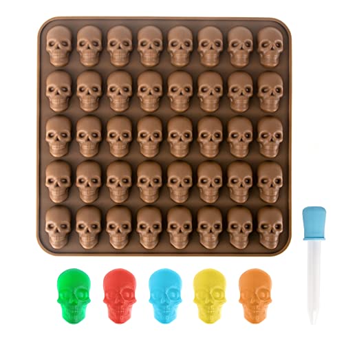 AWAVM 1 Stück 40 Fächer Silikon-Totenkopf-Süßigkeitsform, Keksform, Halloween-Form, kleine Backform, Süßigkeiten, Eiswürfel, Schokolade, Gelee AWAVM 1 Stück 40 Fächer Silikon-Totenkopf-Süßigkeitsform, Keksform, Halloween-Form, kleine Backform, Süßigkeiten, Eiswürfel, Schokolade, Gelee von AWAVM