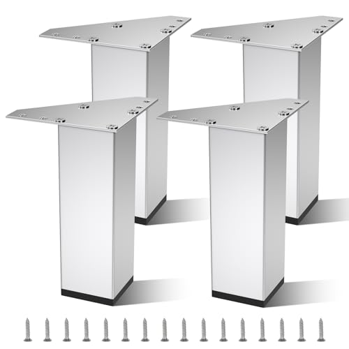 AWBEOT 4 Stück 12 cm Möbelfüße, Möbelfüße Aluminiumlegierung, Schrankfüße, Vierkant-Profil Möbelbeine, Möbelfüsse, Füße für Möbel, Tischbeine, für Stühle, Schrank, Bett,Sofa,Couchtisch, mit Schrauben von AWBEOT