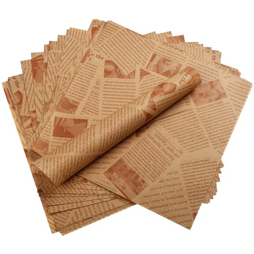 200 Blatt Deli Papierblätter für Lebensmittelkörbe und Tablettauskleidungen 25 x 25 cm Wachspapier für Lebensmittel Burger Papier Wax Paper Einschlagpapier für Burger Butterbrot Käse Pommes von AWCIGG
