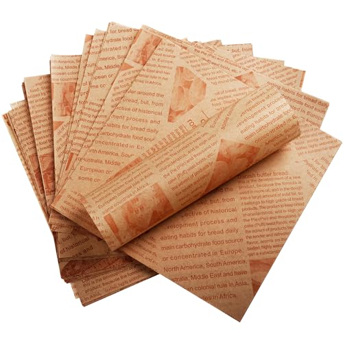 200 Blatt Deli Papierblätter für Lebensmittelkörbe und Tablettauskleidungen 18 x 18 cm Wachspapier für Lebensmittel Burger Papier Wax Paper Einschlagpapier für Burger Butterbrot Käse Pommes von AWCIGG