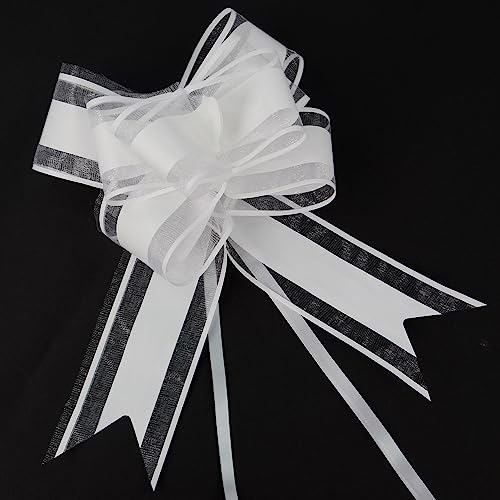 AWCIGG® 100 Stück Weiss Schleifen Große Weiß Dekoschleife Hochzeitsschleife Ziehschleife mit Geschenkband für Hochzeit, Auto, Geburtstag, Geschenktüten, Geschenkkörbe von AWCIGG