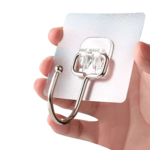 AWCIGG 10 Stück Selbstklebend Haken Extra Stark 15KG (Max) Wandhaken Große Klebehaken Transparent Bademantel Handtuchhaken für Küche Bad Wand Büro Decke von AWCIGG