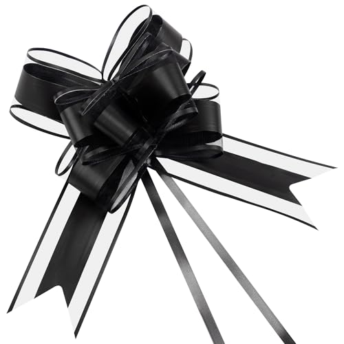 AWCIGG 100 Stück Schwarz Schleifen Große Schwarz Dekoschleife Trauerschleife Ziehschleife mit Geschenkband für Hochzeiten, Auto, Weihnachten, Halloween, Beerdigungen von AWCIGG