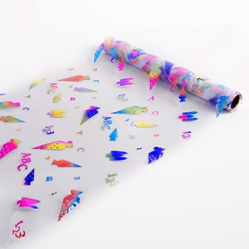 AWCIGG 6M Tischläufer Einschulung Schulanfang Schuleinführung Tischdeko mit Zuckertüten, 123 ABC & Regenbogen, 28 cm Tischband Tischdecke für Jungen & Mädchen von AWCIGG