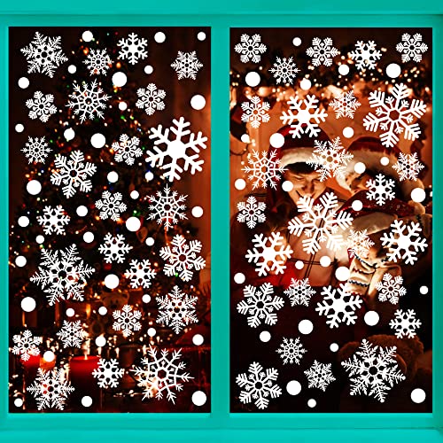 AWCIGG Fensterbilder Weihnachten Selbstklebend, 228 Schneeflocken Fenster Deko, Wiederverwendbar Statisch Haftende PVC Fensteraufkleber für Weihnachten Fensterdeko, Winter Deko von AWCIGG