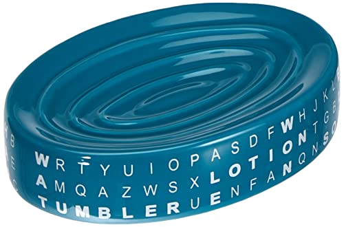 AWD Seifenschale, blau und weiß, Keramik mit Buchstaben Muster - ENZO Bad-Accessoires Serie - AWD Interior von AWD Interior