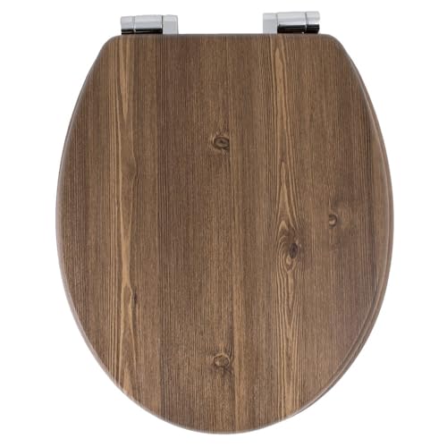 AWD Hochwertiger Schöner WC Sitz Deckel TOILETTENSITZ Landhaus Style KLODECKEL in Holzoptik MIT ABSENKAUTOMATIK-Brauntöne aus MDF-Holz von AWD