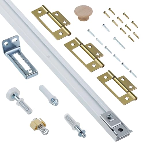 Bifold Door Hardware with Track, Bifold Closet Door Hardware Kit Bi-fold Closet Door Track Kit Folding Door Repair Tool Kit Replacement, 24-Inch Track von AWDIA