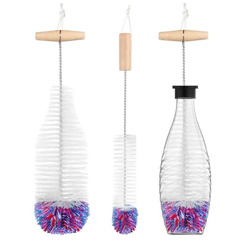2 Stück Set Flaschenbürste,35cm Flaschenbürste kompatibel mit Sodastream Glasflasche,kratzerfreier Flaschenreiniger Bürste für Glaskaraffe/Sodaflaschen/Babyflaschen/Trinkflaschen,Weiß von AWDIUM