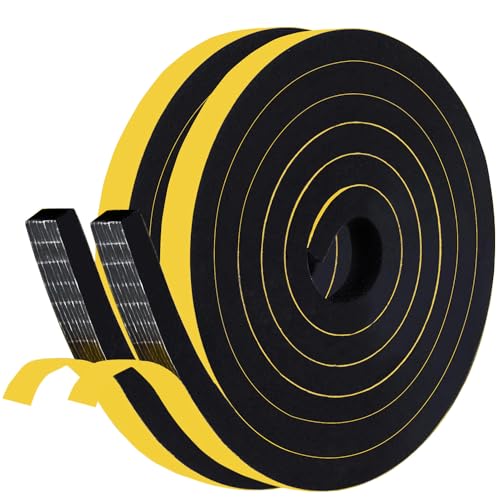 Dichtungsband Selbstklebend für Türen Fenster 12mm(B) x 10mm(D) Türdichtung Schaumstoff Klebeband Fenster,Schalldämmung Wasserdicht Gummidichtung Abdichtungsband (2 Rollen je 2m lang) von AWDIUM