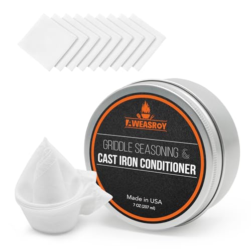 AWEASROY Grillgewürz und Gusseisen-Gewürz-Conditioner, 200 ml, lebensmittelechte Grillpfanne für Blackstone, Pflegen Sie eine sauberere Antihaft-Pfanne, mit 10 Tüchern für einfache Anwendung von AWEASROY