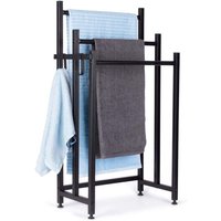 Awelco - Black free standing towel rail with 3 bars and 2 hooks von AWELCO