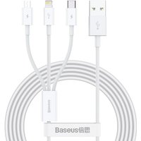 Überlegenes 3-in-1-USB-Kabel iPhone Lightning USB-C microUSB 3,5 A 1,5 m Weiß von AWELCO