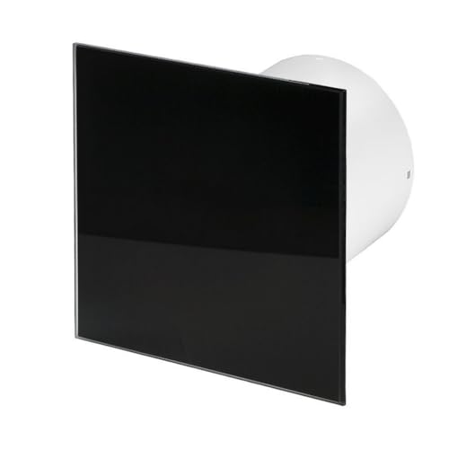 Awenta Badlüfter Wand-Ventilator Ø 100 mit Nachlauf, Kugellager Silent Trax Glas - Line System+ (schwarz glänzend) von Awenta