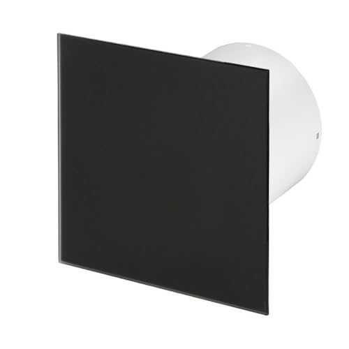 Awenta Badlüfter Wand-Ventilator Ø 100 mit Nachlauf, Kugellager Silent Trax Glas - Line System+ (schwarz matt) von Awenta