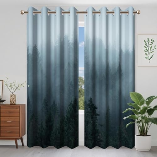 AWERT Foggy Forest Leinen-Fenstervorhänge, Natur, Bäume, Neblige Berge, Wald, Lichtfiltervorhänge für Raumteiler, Schlafzimmer, Wohnzimmer, Türvorhänge, Set mit 2 Paneelen, 132 x 213 cm AWERT Foggy Forest Leinen-Fenstervorhänge, Natur, Bäume, Neblige Berge, Wald, Lichtfiltervorhänge für Raumteiler, Schlafzimmer, Wohnzimmer, Türvorhänge, Set mit 2 Paneelen, 132 x 213 cm von AWERT