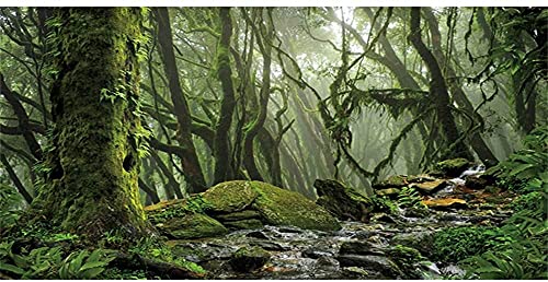 AWERT Nebel Wald Terrarium Hintergrund Bach Grün Riesiger Baum Reptil Habitat Hintergrund Tropischer Regenwald Aquarium Hintergrund 121,9 x 50,8 cm Durable Polyester Hintergrund von AWERT