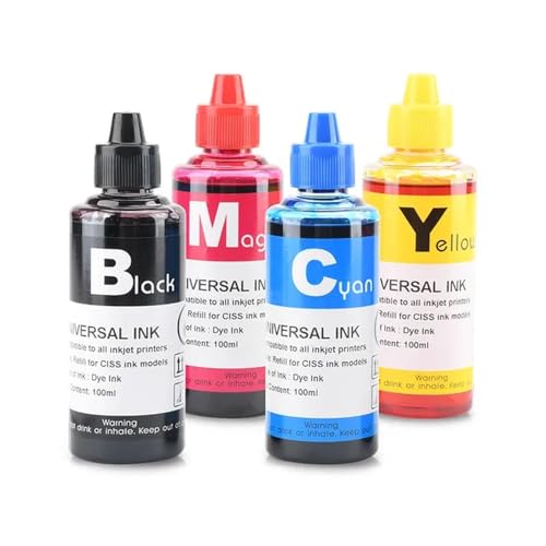 AWGSRZIU 100 ml Farbstofftinte, kompatibel mit Ciss Kompatibel mit Tintenpatrone 664 Kompatibel mit Deskjet Ink Advantage-Drucker 1115 2135 3635(1 Set 100ml Ink) von AWGSRZIU