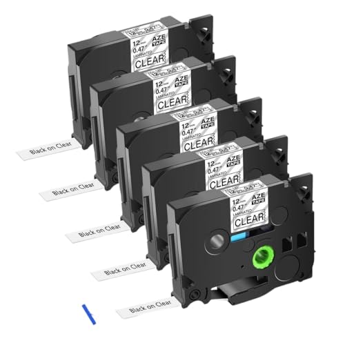 AWGSRZIU 5er-Pack Etikettenband 12 mm kompatibel Kompatibel mit TZE 131 Schwarz auf Klar Kompatibel mit Drucker PTD610 PTE300 ST5 AWGSRZIU 5er-Pack Etikettenband 12 mm kompatibel Kompatibel mit TZE 131 Schwarz auf Klar Kompatibel mit Drucker PTD610 PTE300 ST5 von AWGSRZIU