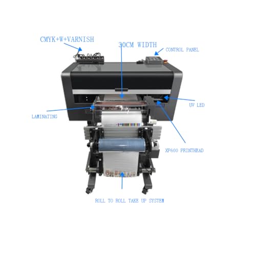 AWGSRZIU A3 30CM All-in-One-DTF-Drucker mit 3 kompatiblen XP600-Druckköpfen Kompatibel mit den CMYK-Weißlack-Auto-AB-Filmdruck von AWGSRZIU