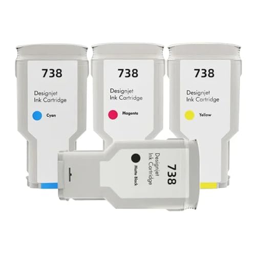 AWGSRZIU Kompatible Farbtintenpatrone Kompatibel mit DesignJet T950 T850 Drucker Modell HP738 676M6A 676M7A 676M8A 498N8A(300ML - MBK C M Y) von AWGSRZIU