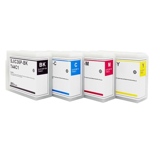 AWGSRZIU Kompatible Tintenpatrone T44C1 T44C2 T44C3 T44C4 Kompatibel mit CW-C6500Ae CW-C6500Pe EUR Etikettendrucker mit Pigmenttinte(4Color-1Set) von AWGSRZIU