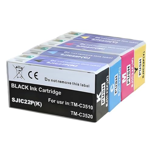 AWGSRZIU SJIC22P Etikettendrucker-Pigmenttintenpatrone, kompatibel mit TM-C3500 C3500 3500 Modell C33S020577(1 Set) von AWGSRZIU