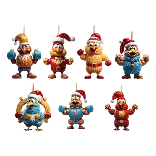 AWHAO 7Pcs Huhn Weihnachten Ornamente Huhn Ornamente für Büro Auto Schlafzimmer AWHAO 7Pcs Huhn Weihnachten Ornamente Huhn Ornamente für Büro Auto Schlafzimmer von AWHAO