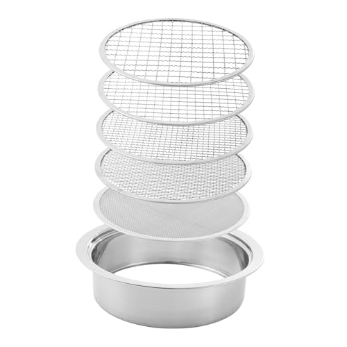 ＡＷＨＡＯ Bodensifter -Bodensieb -Set mit 5 unterschiedlichen Maschengrößen, Gartensieb, Gärtnerei -Bildschirmpfanne für die Bonsai -Sandfiltration von ＡＷＨＡＯ