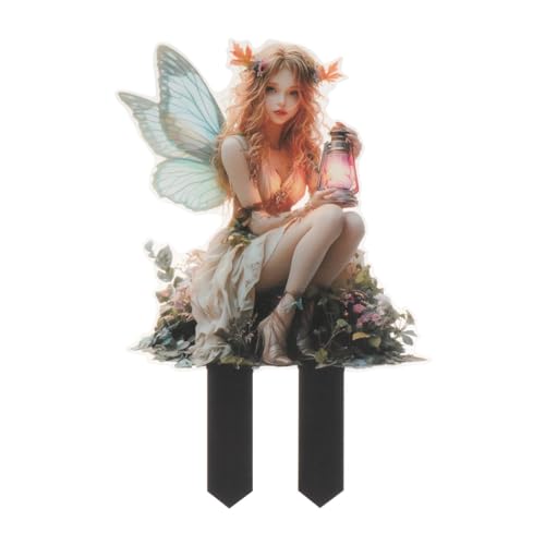 AWHAO Gartenstecker für den Außenbereich, Pflanzenschild aus Acryl, 2D-Design für Rasen und Wege, Fee mit Lampe AWHAO Gartenstecker für den Außenbereich, Pflanzenschild aus Acryl, 2D-Design für Rasen und Wege, Fee mit Lampe von AWHAO