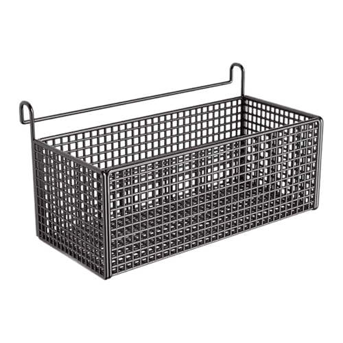ＡＷＨＡＯ Hängender Nachttisch Aufbewahrungskorb, Praktisch Und Stabil, Metallregal Neben Dem Regal für Wohnheim, Wohnung, Zuhause, Schwarz, L von ＡＷＨＡＯ