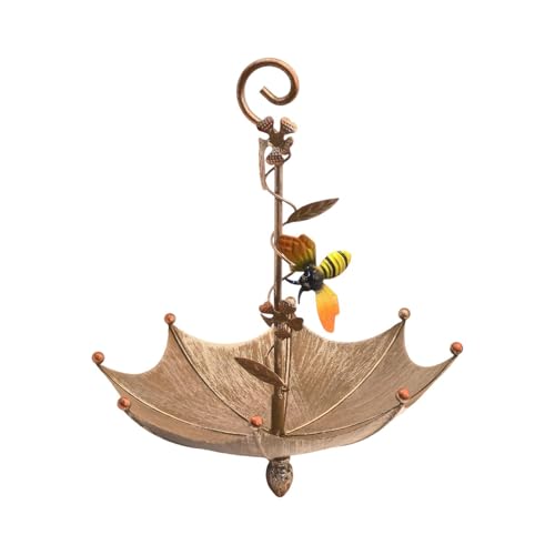 ＡＷＨＡＯ Hanging Vogelfutterleiter Tablett Vogel Samenfänger Tablett Regenschirm Formplattform Feeder für Terrasse, Bienenmuster von ＡＷＨＡＯ