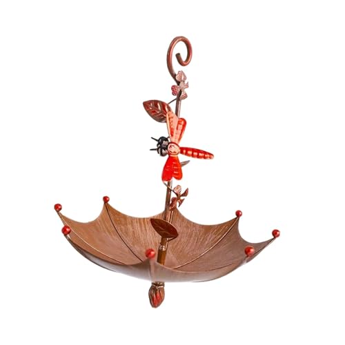 ＡＷＨＡＯ Hanging Vogelfutterleiter Tablett Vogel Samenfänger Tablett Regenschirm Formplattform Feeder für Terrasse, Dragonfly -Muster von ＡＷＨＡＯ