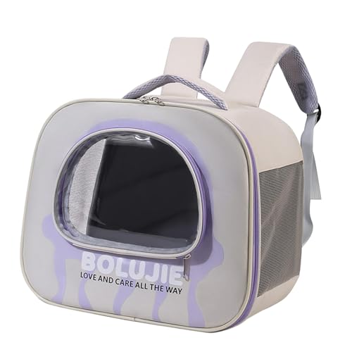 ＡＷＨＡＯ Haustier-Rucksack, Katzen-/Hundetasche, mit verstellbarem Schultergurt, einzigartige Tragetasche mit transparentem Fenster, LILA von ＡＷＨＡＯ