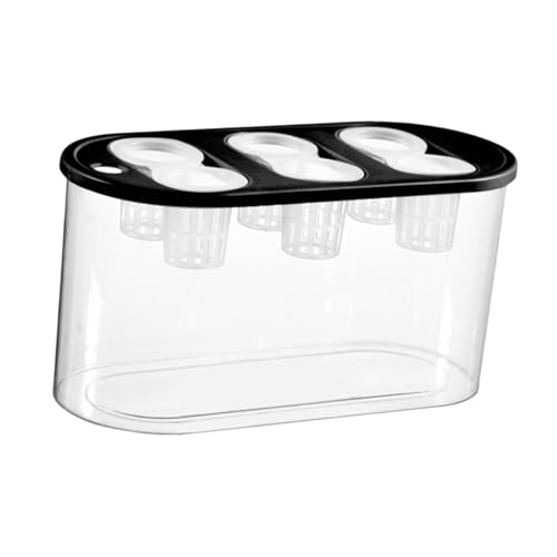 ＡＷＨＡＯ Hydroponischer Pflanzbehälter mit 6 Löchern, Transparent, für Gemüse Im Innenbereich, Schwarz von ＡＷＨＡＯ