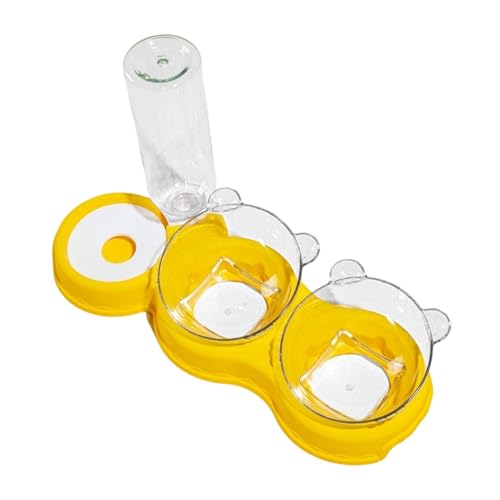 AWHAO Katzen 3 in 1 Futterschale Wasserschale Fütterungsautomat Tränke mit Abnehmbarem Wasserbehälter Und Neigbarem Design für Katzen Kleine Hunde Welp, Gelb AWHAO Katzen 3 in 1 Futterschale Wasserschale Fütterungsautomat Tränke mit Abnehmbarem Wasserbehälter Und Neigbarem Design für Katzen Kleine Hunde Welp, Gelb von AWHAO