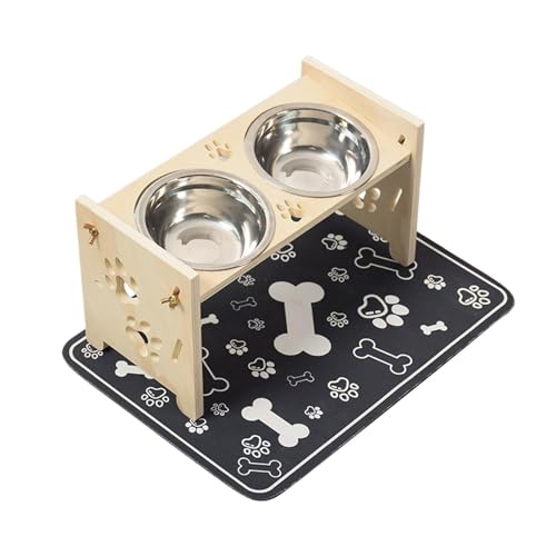 AWHAO Katzenfutterschale Erhöht mit Doppelnapf Holzständer Rutschfestem Untersetzer für Futter Wasser Tiernahrung, Holzfarbe AWHAO Katzenfutterschale Erhöht mit Doppelnapf Holzständer Rutschfestem Untersetzer für Futter Wasser Tiernahrung, Holzfarbe von AWHAO