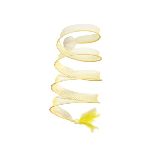 ＡＷＨＡＯ Katzentunnel, Spielzelt, Lang, Tragbar, Zusammenklappbar, mit Federspielzeug, Bett, Interaktives Spielzeug für Welpenverstecktraini, GELB von ＡＷＨＡＯ