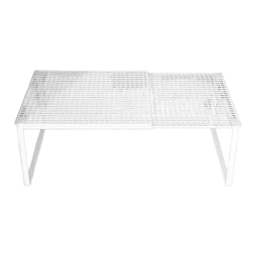 ＡＷＨＡＯ Küchenregal Schrankablage Erweiterbares Regal Ordnungsständer Metall für Effiziente Organisation von Geschirr Tassen Schalen Büchern Gewürzen für, Weiß 50 bis 85 cm von ＡＷＨＡＯ